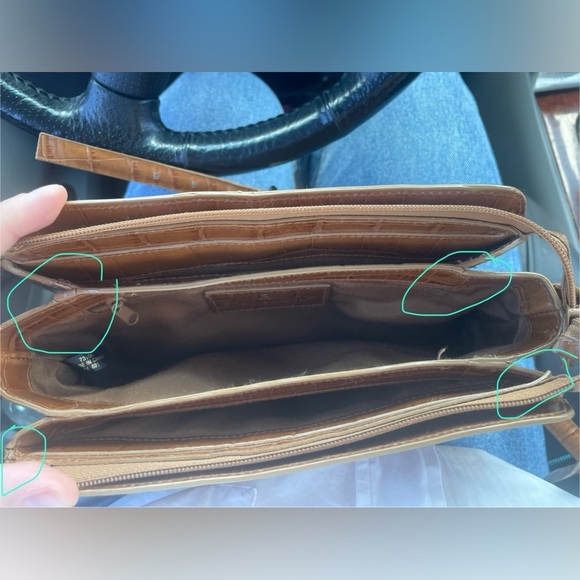 Brown Leather Chestnut Embossed Crossbody Pocketbook by Etienne Aigner - Picture 8 of 13